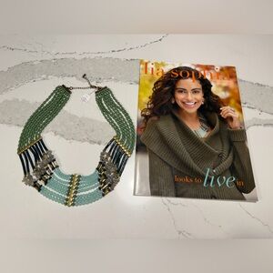 Lia Sophia Goddess green blue tone multi strand 18-21” beaded necklace